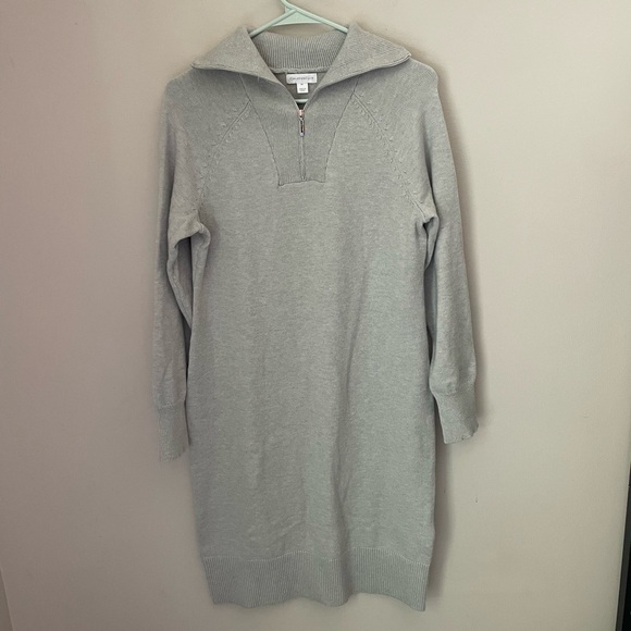 Charter Club Preppy Collared Soft Gray Sweater Dress Size Medium - Picture 1 of 8